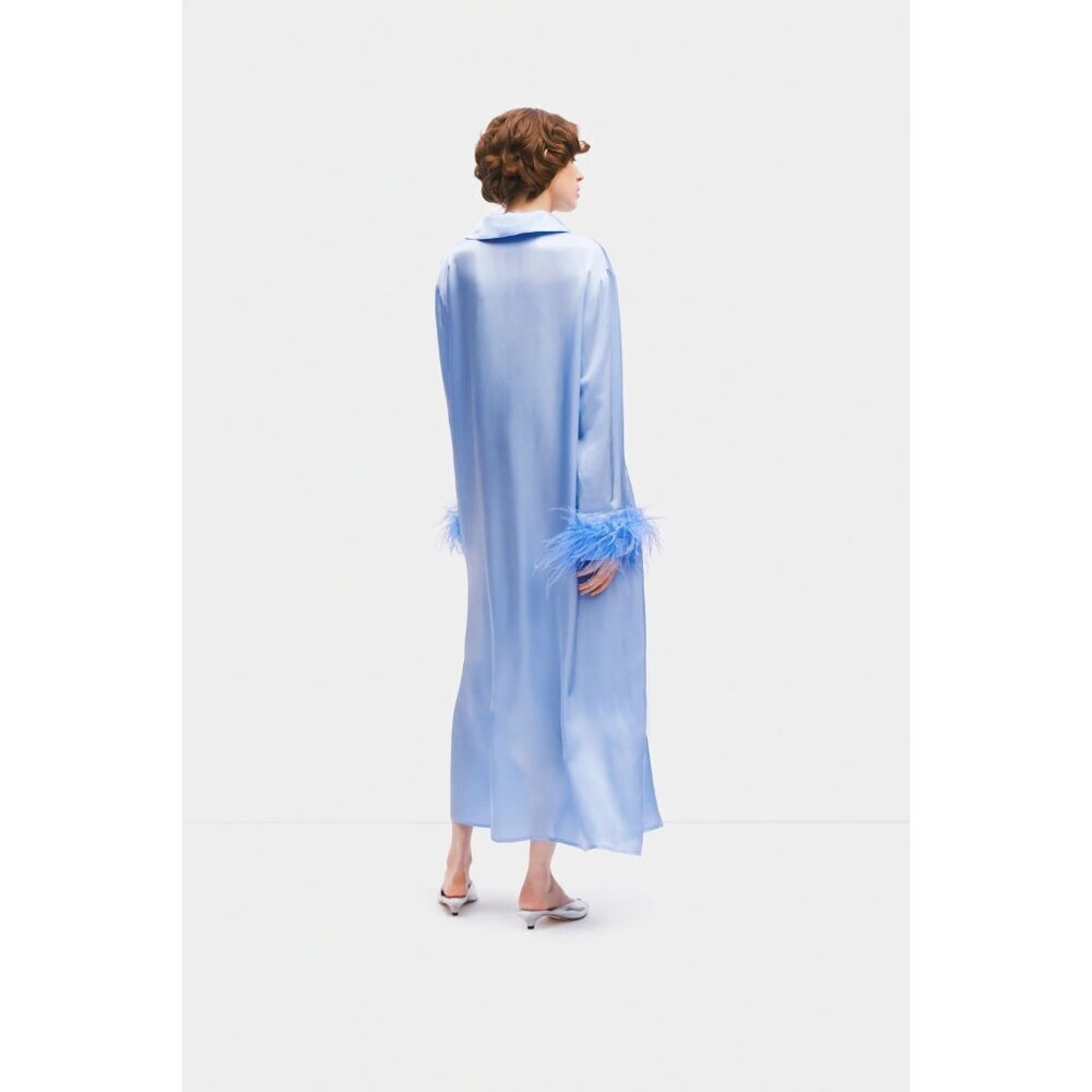 Sleeper Luna Maxi Dress with Detachable Feathers Blue Womens Size XS - Picture 4 of 10